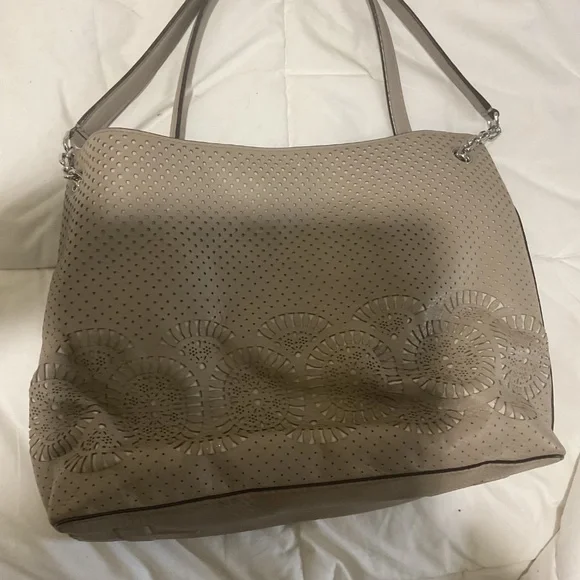 Tory Burch tan grayish shoulder handbag - Picture 8 of 8